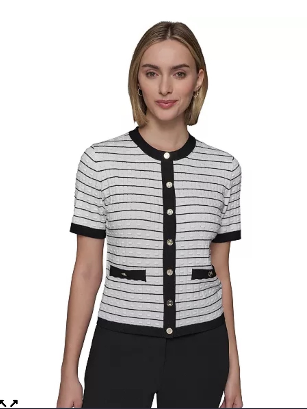 Women's Striped Short-Sleeve Cardigan